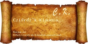 Czifrák Klaudia névjegykártya